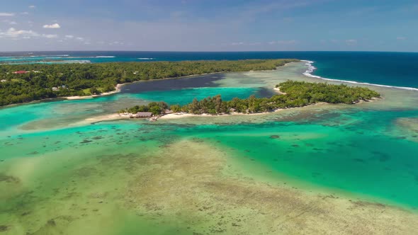 Drone aerial view of Erakor Island, Vanuatu, Port Vila