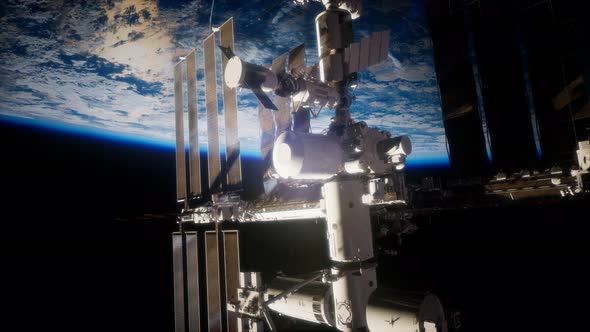 Earth and Outer Space Station Iss