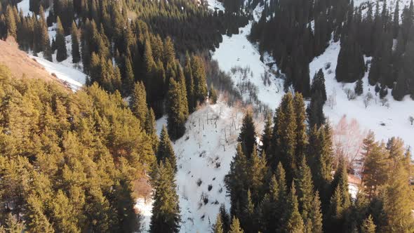 Aerial Landscape of Beautiful Winter Mountains