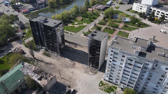 Consequences of the War  Ruined Residential Building in Borodyanka Ukraine