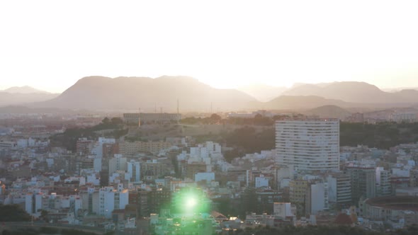 Beautiful aeral view of evening Alicante