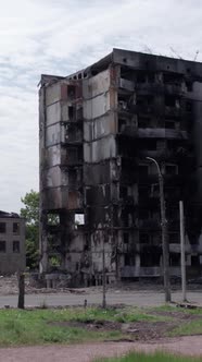 Vertical Video of War in Ukraine  Destroyed House