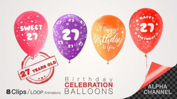 27th Birthday Celebration Balloons / Twenty-Seven Years Old alt