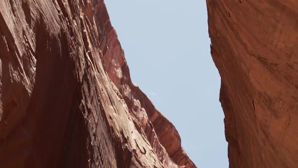 Wide shot towards the sky inside the Long Canyon Slot in the Grand Staircase Escalante National Monu