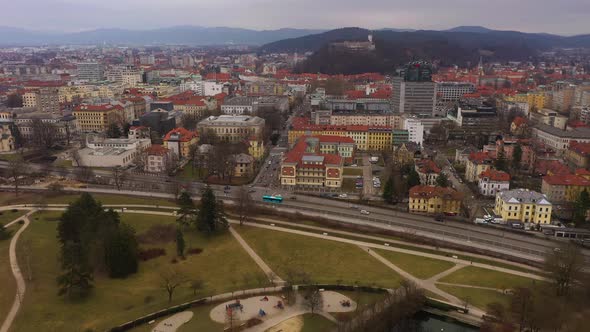 Ljubljana City in Cloudy Day