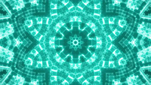 Cyan Color Digital Kaleidoscope Loop 4K