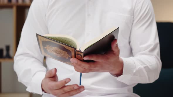 Middle Eastern Man Praying Closeup Islamic Religion