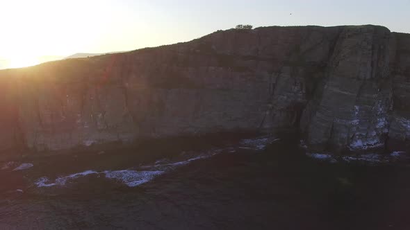 Drone View Beautiful Peninsula Tobizina Vertical Cliffs Sunset