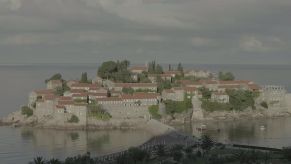 Sveti Stefan Is a Tourist Town By the Sea. Montenegro. Time Lapse