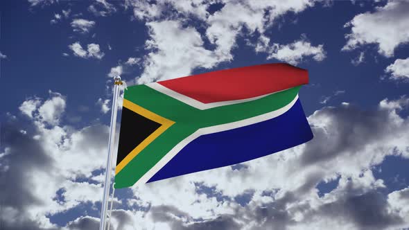 South Africa Flag With Sky 4k