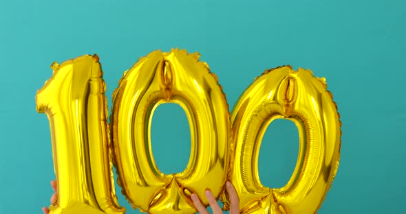 Gold Foil Number 100 Celebration Balloon