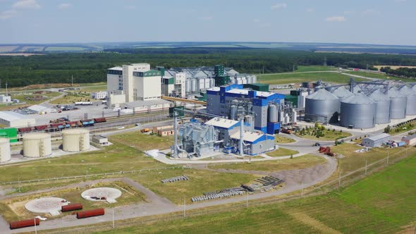 Modern silos on field