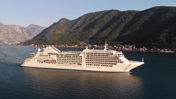 Cruise Ship Near Perast in Montenegro