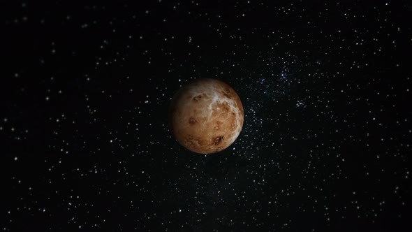 Planet Venus Slowly Revolve in Deep Space