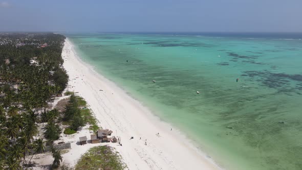 Zanzibar Tanzania  Aerial View of the Ocean Near the Shore of the Island Slow Motion