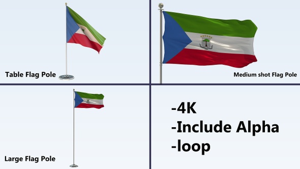 Equatorial Guinea Flag Pole Pack 4k-Loop