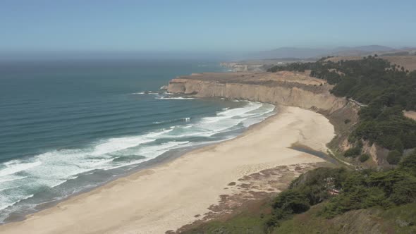 Aerial of pacific Coast Highway near Half Moon Bay on California Coast