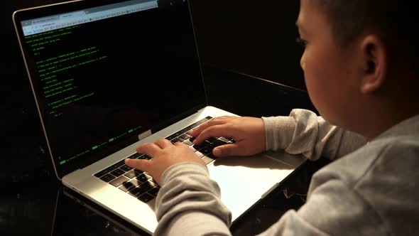 Young Boy Writing Code On Laptop alt