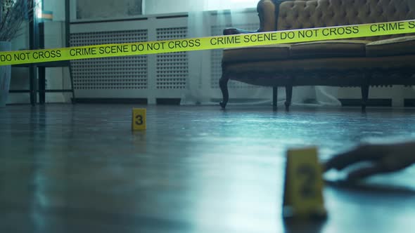 Closeup of a Crime Scene in a Deceased Person's Home.