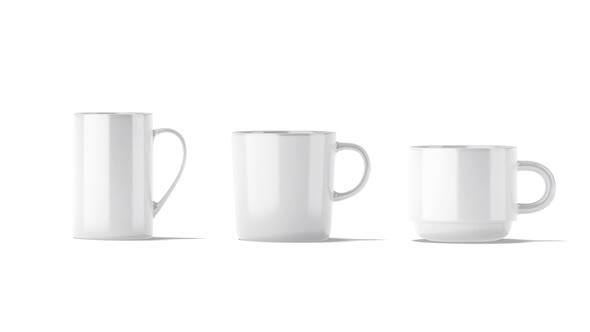 Blank white ceramic mug set stand, looped rotation