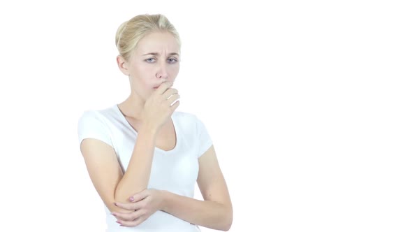 Coughing, Sick Woman Suffering From Cough