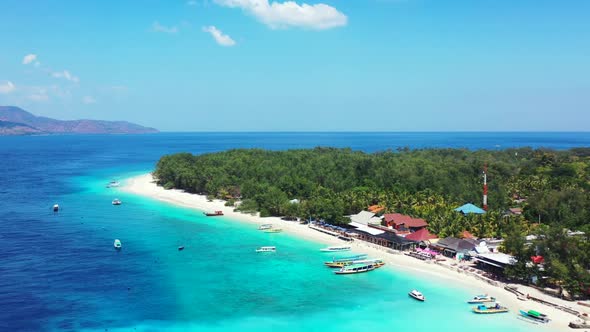 Aerial top view abstract of tropical resort beach trip by aqua blue water with clean sand background