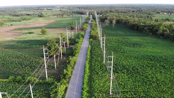 Aerial view of the road through countryside