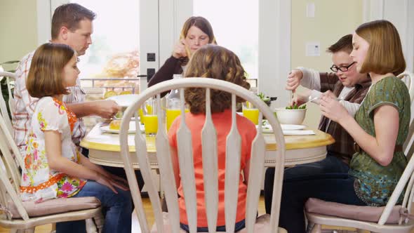 Family having dinner together