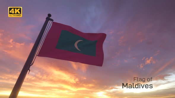 Maldives Flag on a Flagpole V3 - 4K