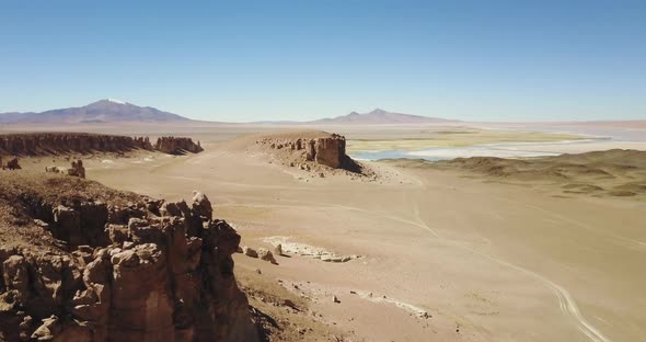 Aerial view of Tara's Cathedrals in Atacama Desert