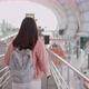 Young woman traveler looking at the airplane at the airport - VideoHive Item for Sale