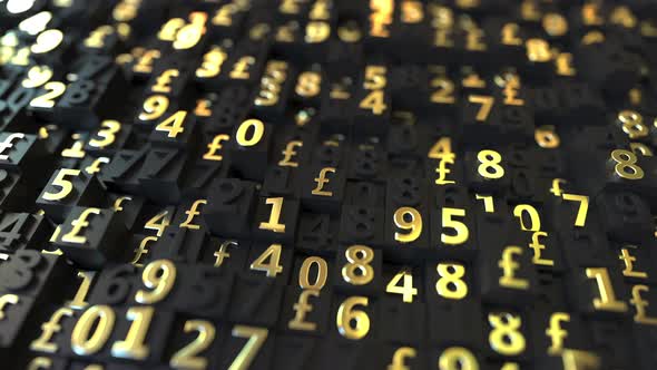 Gold Pound Sterling GBP Symbols and Numbers
