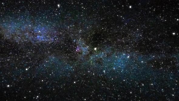 Cosmic moving and glowing stars with colorful nebulae. alt