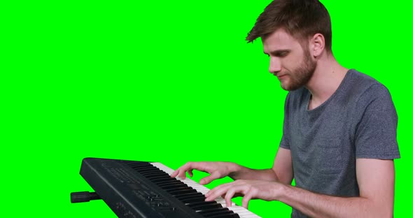 Musician playing electronic piano