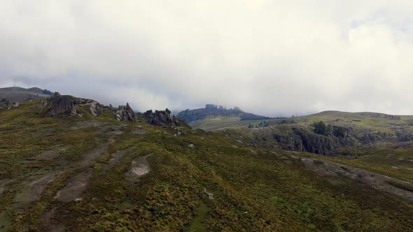 Panorama Of The Famous Stone Forest Of Cumbemayo In Cajamarca City, Peru. aerial, forward