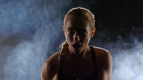 Clear Accurate Punches Towards the Camera Makes the Girl Boxer