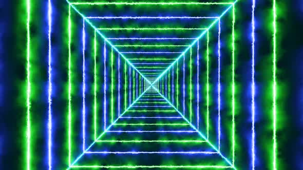 Blue Green Square Tunnel Animated Background