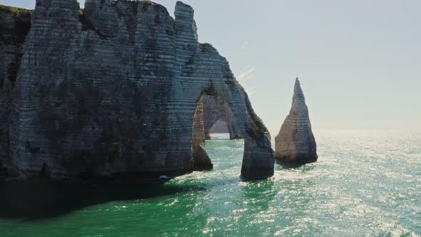 Natural Rocks on the Banks of the English Channel Forming Natural Arch Etretat