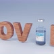 COVID-19 coronavirus vaccine glass bottles with cup moving like i letter. Seamless loop. - VideoHive Item for Sale