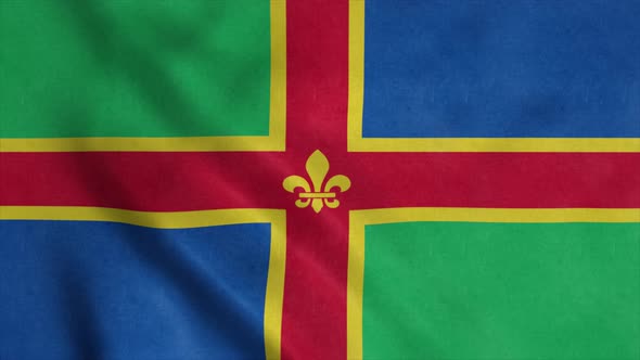 Lincolnshire Flag England Waving in Wind
