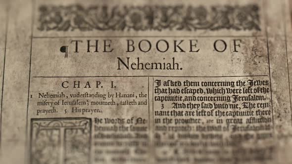 The Book Of Nehemiah, Slider Shot, Old Paper Bible, King James Bible