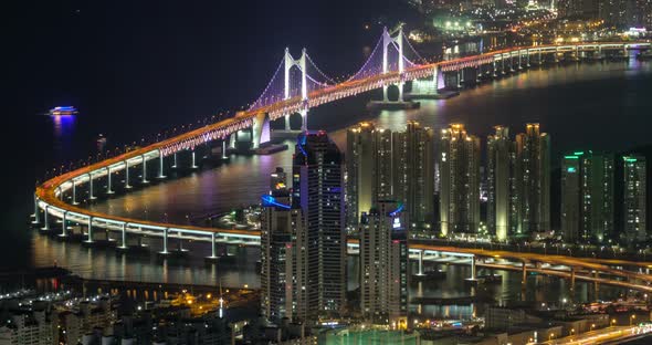 Busan, South Korea Aerial View Timelapse