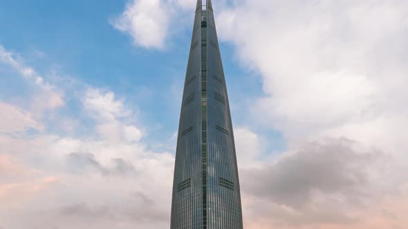 Time Lapse Cloud with blue sky and tower