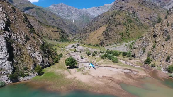 panorama of beautiful mountains in the Tashkent region