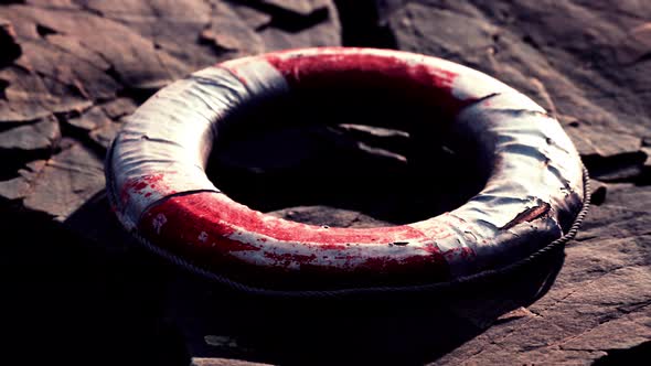 Very Old Abandoned Grungy Lifebuoy