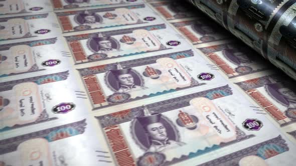Mongolia Togrog, Tugrik money banknotes printing seamless loop