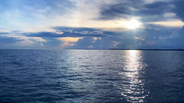 Beautiful cloud formation on the horizon over the blue ocean in Florida Keys, USA