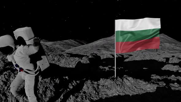 Astronaut Planting Bulgaria Flag on the Moon