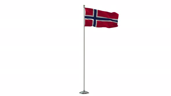 Norway Looping Of The Waving Flag Pole With Alpha