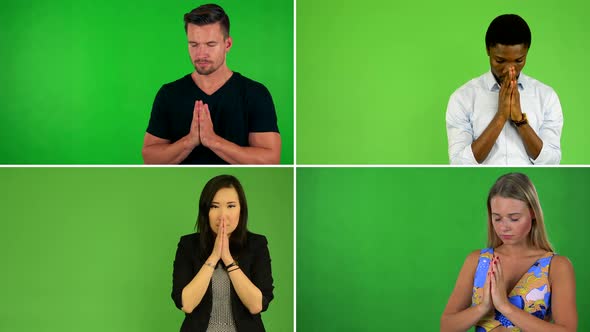  Compilation (Montage) - People Pray - Green Screen